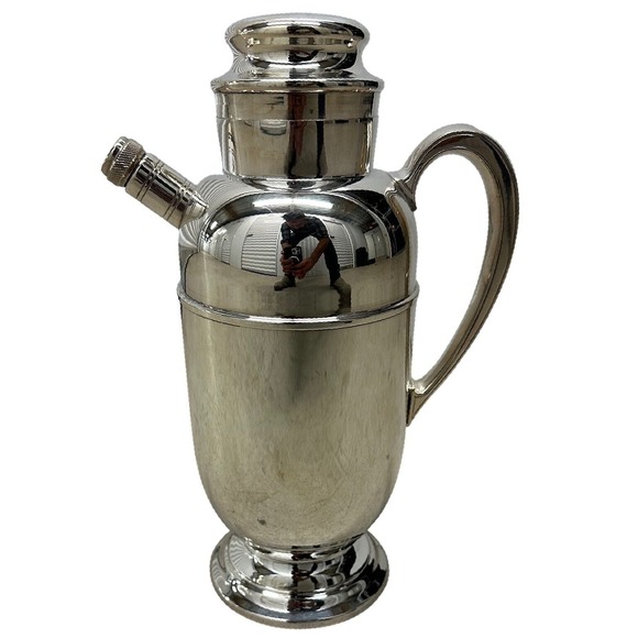 Vintage Cocktail Shaker Sheridan Silverplate Handle & Spout Barware Drink‎ Mixer - Picture 1 of 9